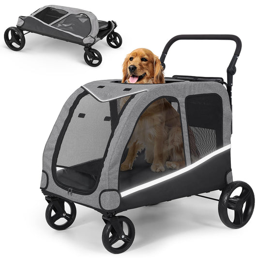 Dog Stroller For Large Dogs Extra Large Pet Stroller For For Medium Dogs Dog Stroller For 2 Dogs Dog Wagon Dog Carriage Foldable Design Adjustable Handle With Pocket Up To 160 lbs Red